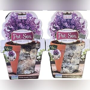 2 pack- Pot Sox Fabric Covers for Pots. Washable Reusable- Indoor/Outdoor. NWT